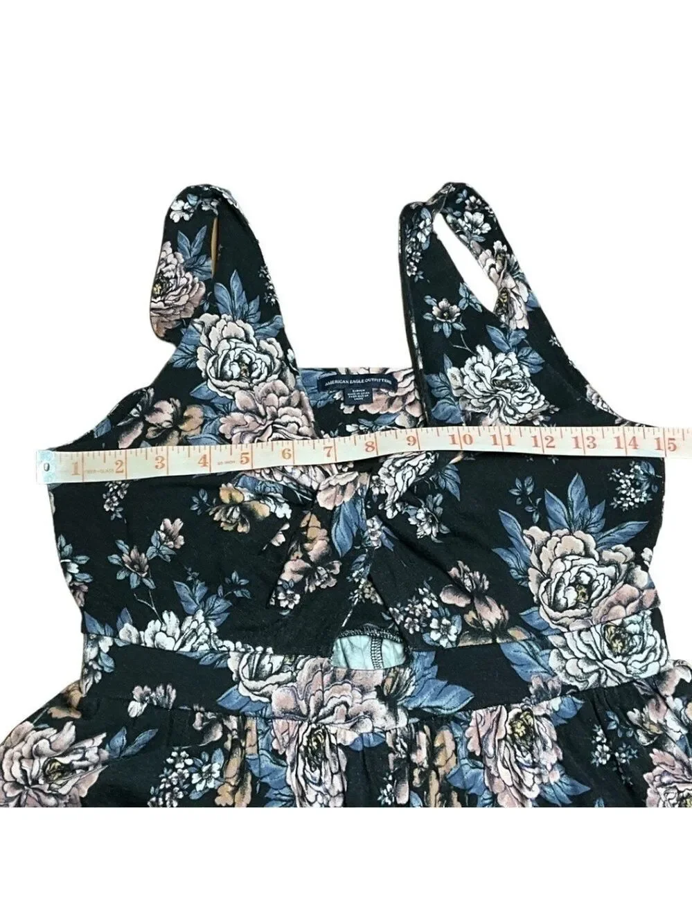 AMERICAN EAGLE OUTFITTERS Floral Jumpsuit Stretch Jersey Knit Wide Leg US Sz S - Picture 7 of 11